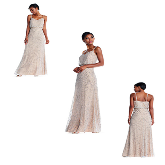 Adrianna Papell Dresses & Skirts - Adrianna Papell Blush Beaded Art Deco Blouson Gown